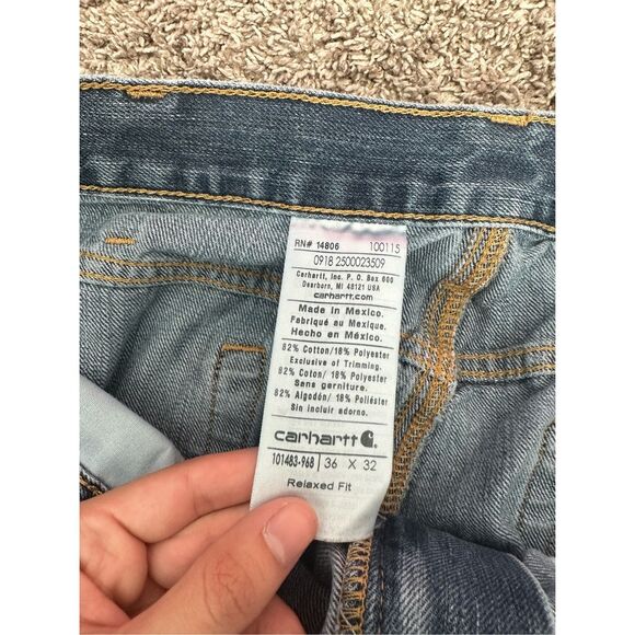 carhartt men’s relaxed fit denim jeans work pants size 36 X 32 - Picture 8 of 9